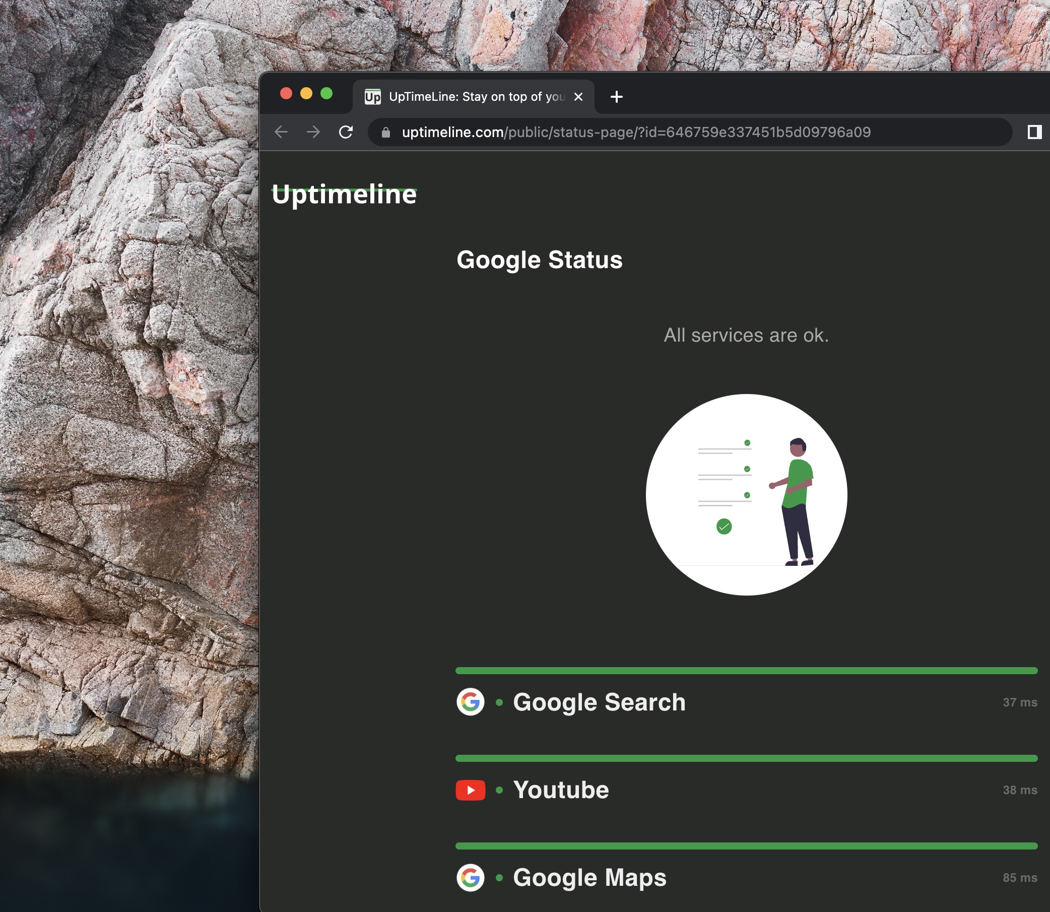 Uptimeline, alerting you when your websites go down.